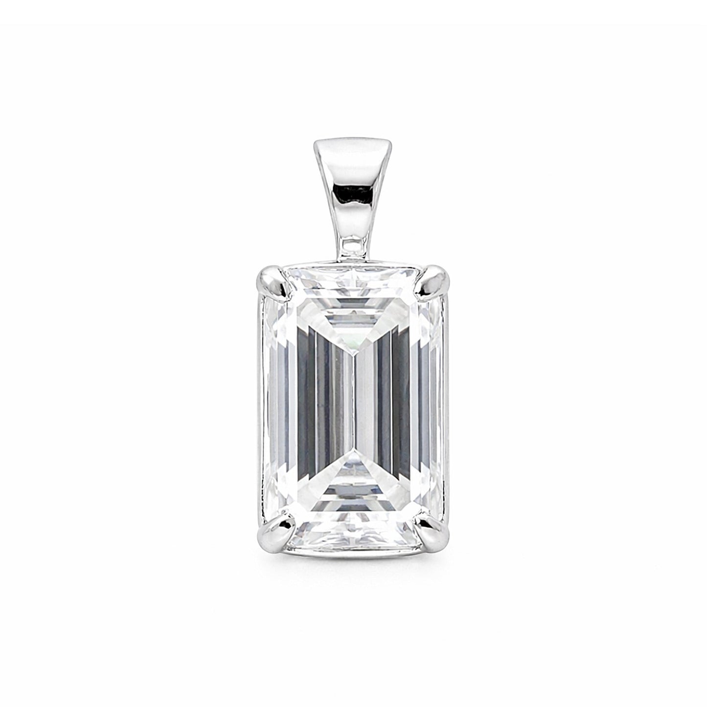 GEMHUB & CO. 3.30 Ct emerald cut lab grown diamond pendant, VS1 clarity, 18k gold vermeil setting.