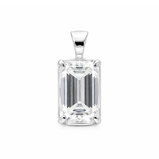 GEMHUB & CO. 3.30 Ct emerald cut lab grown diamond pendant, VS1 clarity, 18k gold vermeil setting.