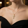 GEMHUB & CO. 3 Ct round cut lab grown diamond cross pendant in 18k yellow gold vermeil with VS1 clarity.