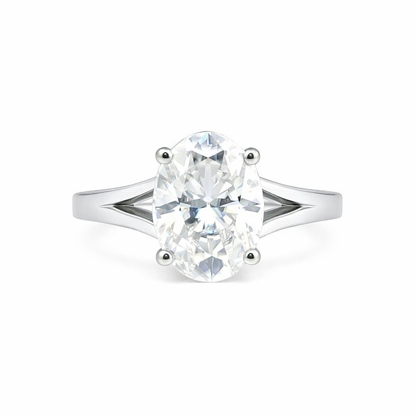 GEMHUB & CO. 3 Ct oval cut lab grown diamond ring, VS1 clarity, 18k gold vermeil.