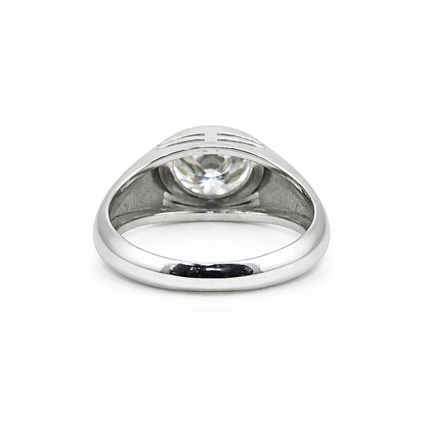 GEMHUB & CO. 3 Ct round cut lab grown diamond ring in 18k gold vermeil with VS1 clarity.