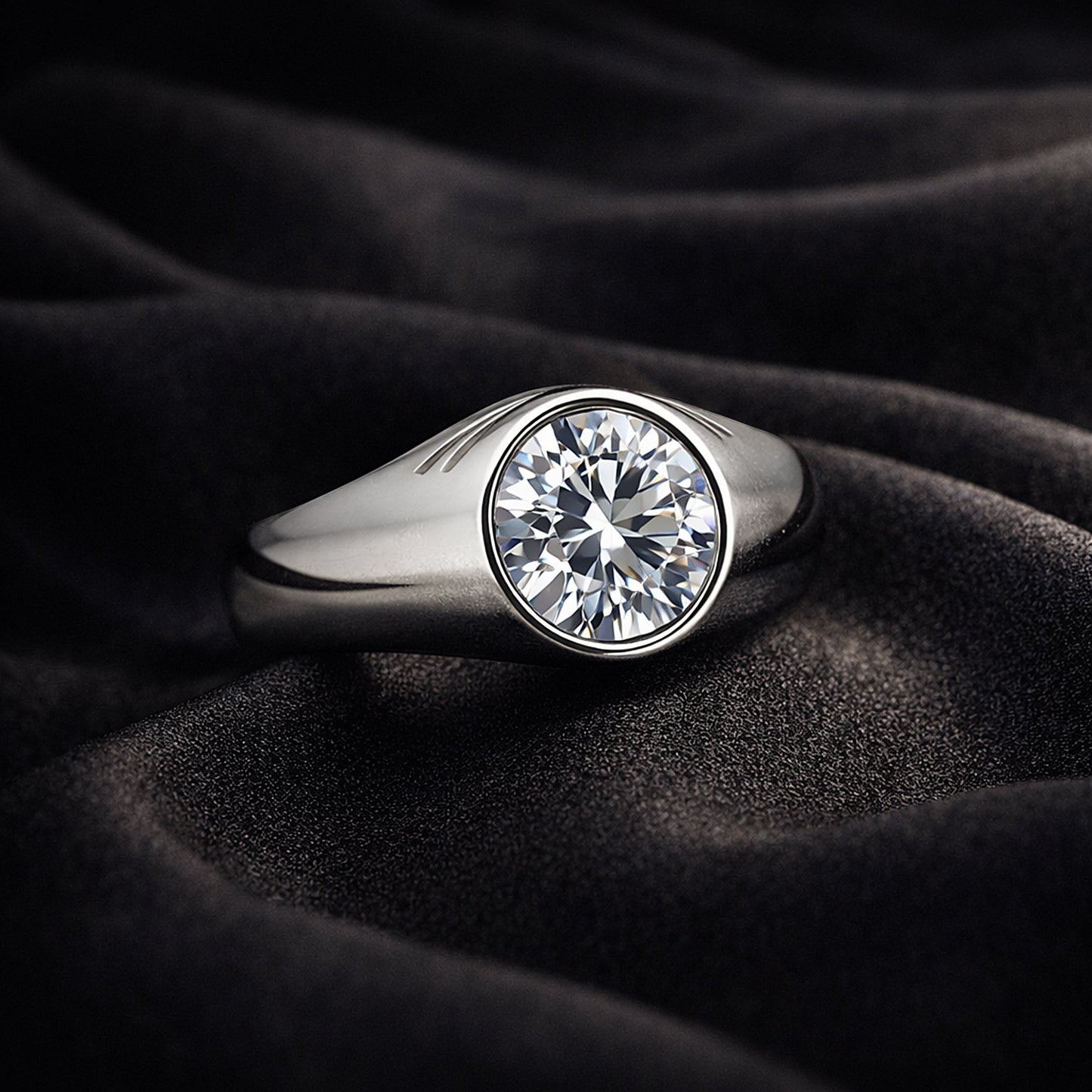 GEMHUB & CO. 3 Ct round cut lab grown diamond ring in 18k gold vermeil with VS1 clarity.