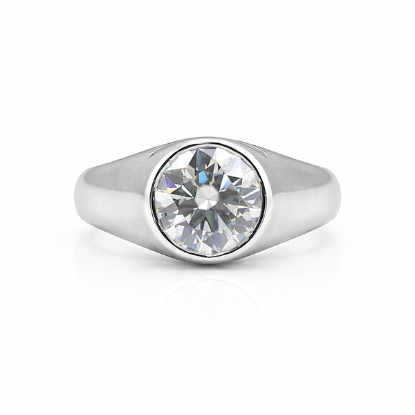 GEMHUB & CO. 3 Ct round cut lab grown diamond ring in 18k gold vermeil with VS1 clarity.