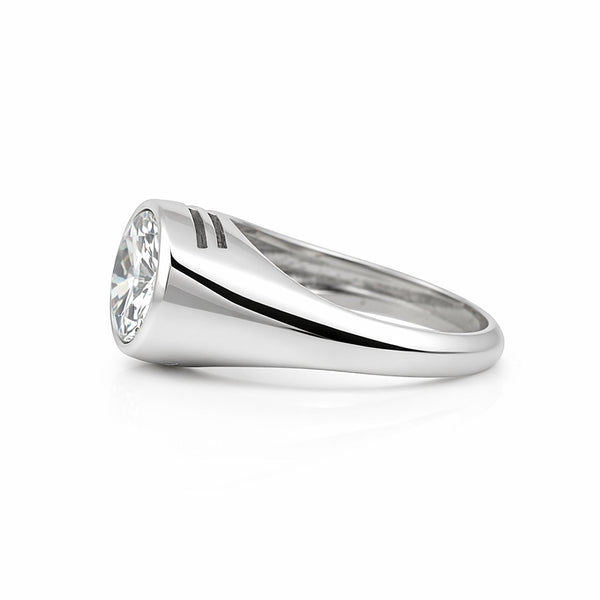 GEMHUB & CO. 3 Ct round cut lab grown diamond ring in 18k gold vermeil with VS1 clarity.