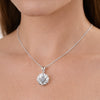 GEMHUB & CO. 4.00 Ct round cut lab grown diamond pendant in 18k gold vermeil, VS1 clarity, white color.