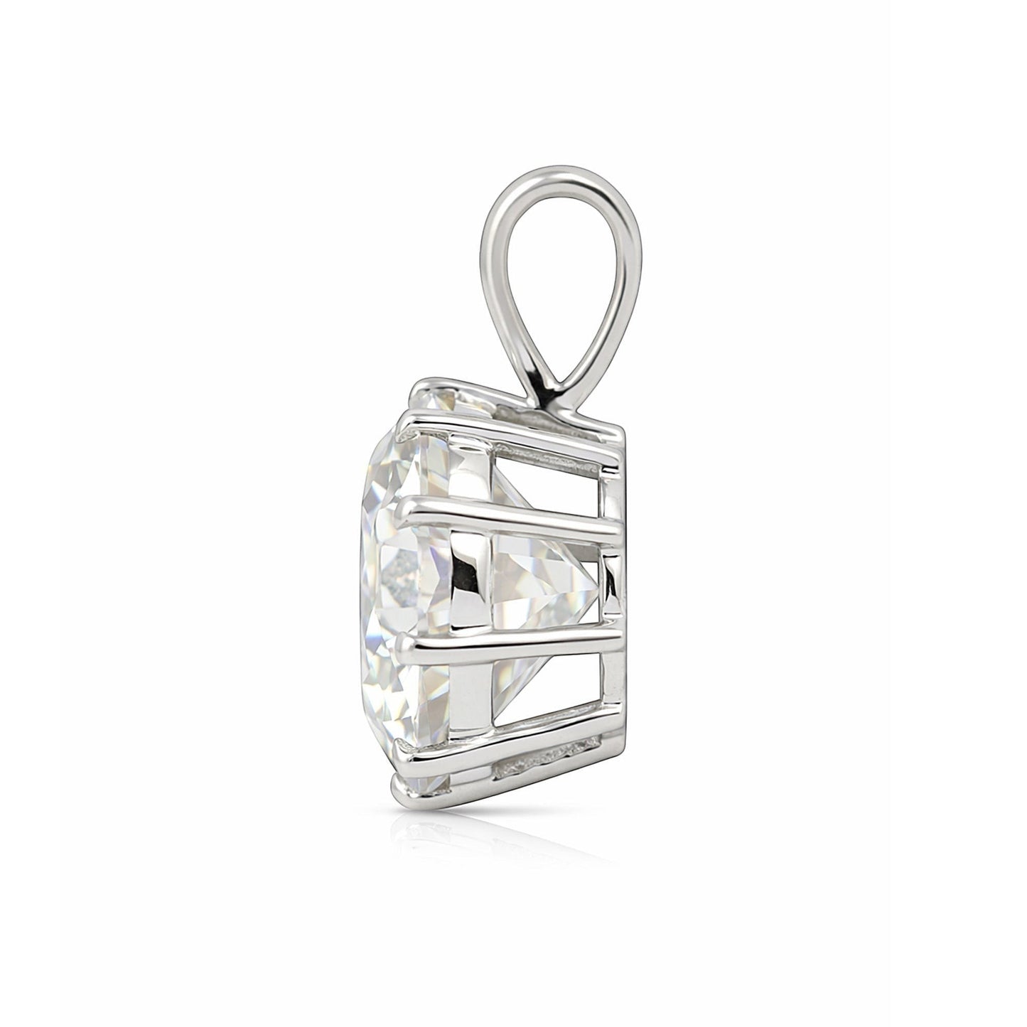 GEMHUB & CO. 4.00 Ct round cut lab grown diamond pendant in 18k gold vermeil, VS1 clarity, white.