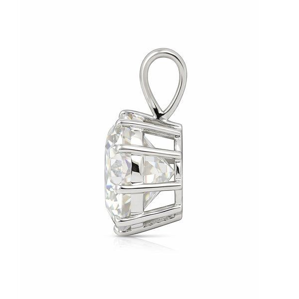GEMHUB & CO. 4.00 Ct round cut lab grown diamond pendant in 18k gold vermeil, VS1 clarity, white.