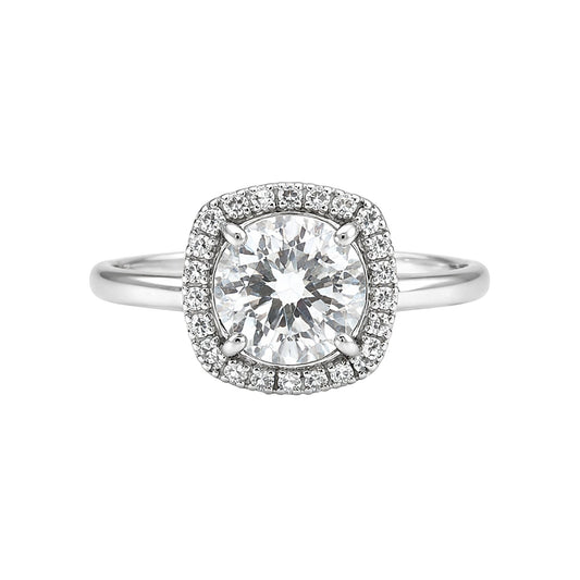 GEMHUB & CO. 4.00 Ct round cut lab grown diamond ring with halo setting in 18k gold vermeil.