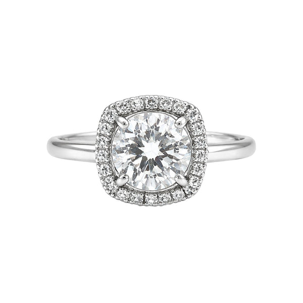 GEMHUB & CO. 4.00 Ct round cut lab grown diamond ring with halo setting in 18k gold vermeil.