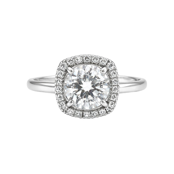 GEMHUB & CO. 4.00 Ct round cut lab grown diamond ring with halo, 18k gold vermeil.