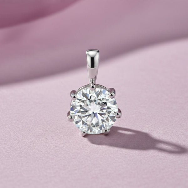 GEMHUB & CO. 4 carat round lab diamond solitaire pendant in 18k gold vermeil with VS1 clarity.
