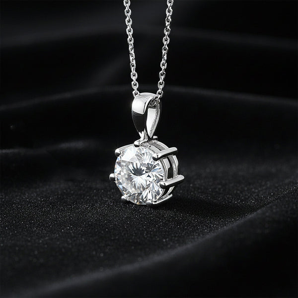 GEMHUB & CO. 4 carat round lab diamond solitaire pendant in 18k gold vermeil with VS1 clarity.