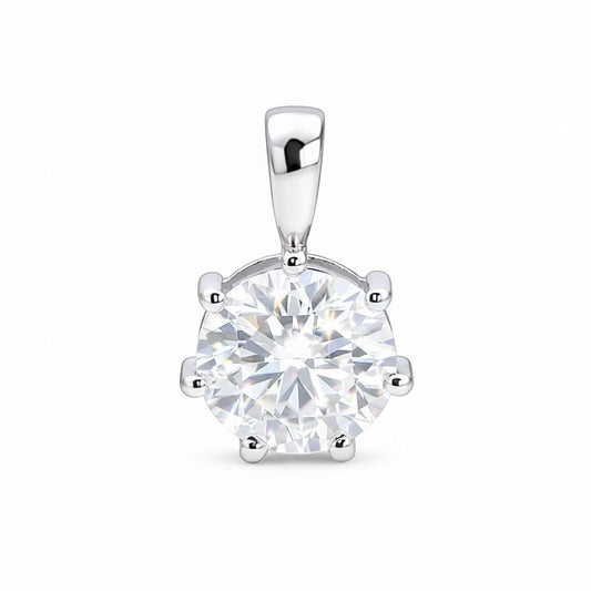 GEMHUB & CO. 4 carat round lab diamond solitaire pendant in 18k gold vermeil with VS1 clarity.
