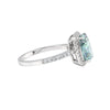 GEMHUB & CO. 5.00 Ct cushion cut blue lab grown diamond ring with halo setting, 18k gold vermeil band.