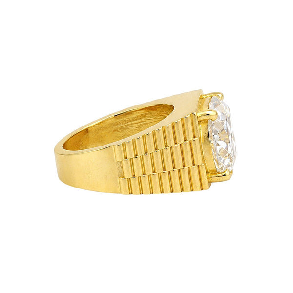 GEMHUB & CO. 5.00 Ct round cut lab grown diamond ring in 18k gold vermeil with VS1 clarity.