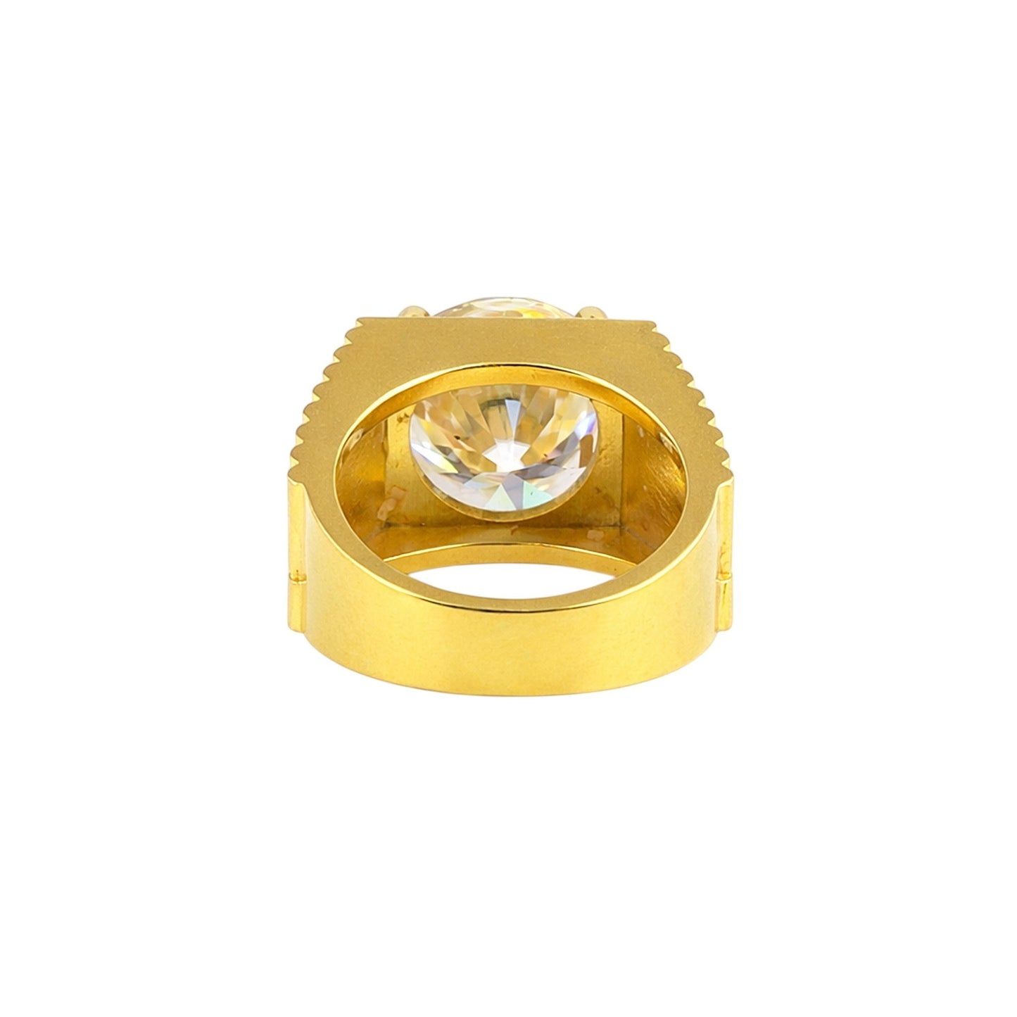 GEMHUB & CO. 5.00 Ct round cut lab grown diamond ring in 18k gold vermeil with VS1 clarity.