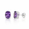 GEMHUB & CO. 10 Ct natural purple amethyst oval cut drop earrings in 925 sterling silver.