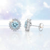 GEMHUB & CO. 10 Ct aqua sky aquamarine round cut halo stud earrings in 925 sterling silver.