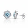 GEMHUB & CO. 10 Ct aqua sky aquamarine round cut halo stud earrings in 925 sterling silver.