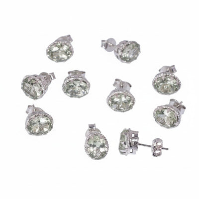 Natural Aquamarine Stud Earrings 5 Pairs Set | 925 Sterling Silver | Gift for Women