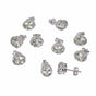 Natural Aquamarine Stud Earrings 5 Pairs Set