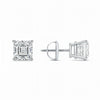 GEMHUB & CO. Asscher cut lab-created diamond stud earrings in 950 platinum with screw backs, 3 ctw, F/VS clarity.