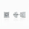 GEMHUB & CO. 14K white gold asscher cut lab-created diamond stud earrings, 3 ct total weight, screw back closure.