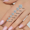 GEMHUB & CO. Asscher cut lab-created diamonds in various carat sizes displayed on a hand.