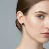 GEMHUB & CO. 5 pairs of black agate stud earrings with 925 sterling silver settings.