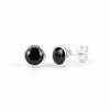 GEMHUB & CO. 10 Ct black agate round cut stud earrings in 925 sterling silver.
