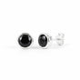 10 Ct Natural Black Agate Round Cut Earrings — 925 Sterling Silver
