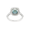 GEMHUB & CO. 5.00 Ct cushion cut blue lab grown diamond ring with VS1 clarity, set in 18k gold vermeil with pavé band.