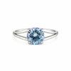 GEMHUB & CO. 2.50 Ct round cut blue lab grown diamond ring, 18k gold vermeil setting, VS1 clarity.