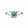 GEMHUB & CO. 2.50 Ct round cut blue lab-grown diamond ring with VS1 clarity set in 18k gold vermeil.