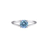 GEMHUB & CO. 2.50 Ct round cut blue lab-grown diamond ring with VS1 clarity set in 18k gold vermeil.