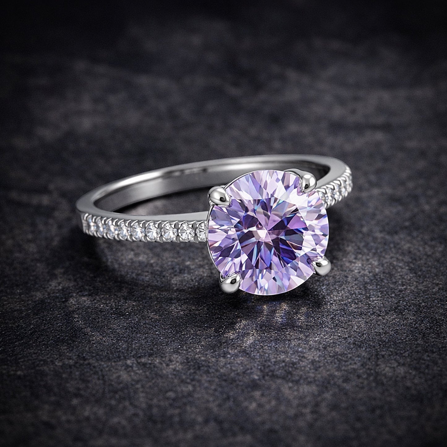GEMHUB & CO. 2.00 Ct round cut blue lab grown diamond ring with VS1 clarity set in 18k gold vermeil.