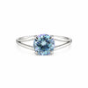 GEMHUB & CO. 2.50 Ct round cut blue lab-grown diamond ring with VS1 clarity in 18k gold vermeil.