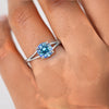 GEMHUB & CO. 2.50 Ct round cut blue lab-grown diamond ring with VS1 clarity set in 18k gold vermeil.