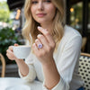 GEMHUB & CO. 2.00 Ct round cut blue lab grown diamond ring with VS1 clarity set in 18k gold vermeil.