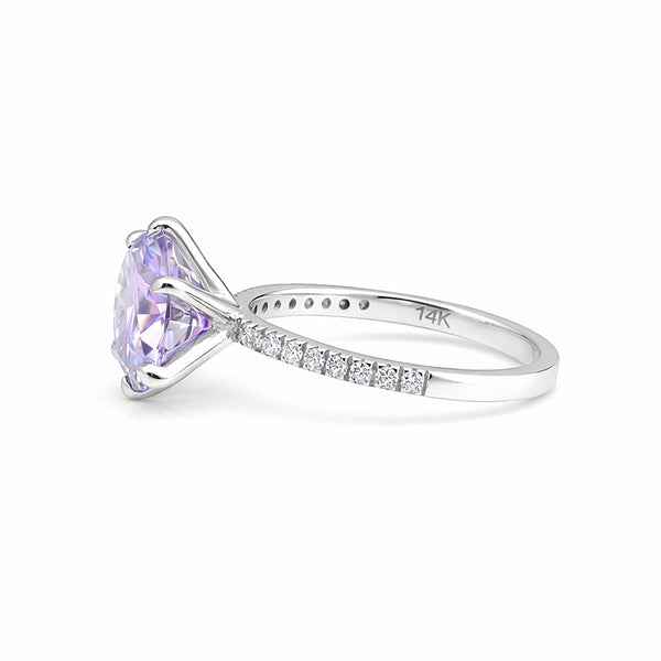GEMHUB & CO. 2.00 Ct round cut blue lab grown diamond ring with VS1 clarity set in 18k gold vermeil.