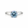 GEMHUB & CO. 2.50 Ct round cut blue lab grown diamond ring with VS1 clarity in 18k gold vermeil.