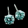 GEMHUB & CO. 6.20 Ct round blue moissanite dangler earrings in 18K gold vermeil over 925 sterling silver.