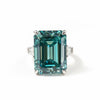 GEMHUB & CO. 5.85 Ct emerald cut blue moissanite ring with 18K gold plated vermeil over 925 sterling silver.