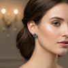GEMHUB & CO. 7 Ct blue moissanite stud earrings in 18K gold vermeil over 925 sterling silver, round cut.