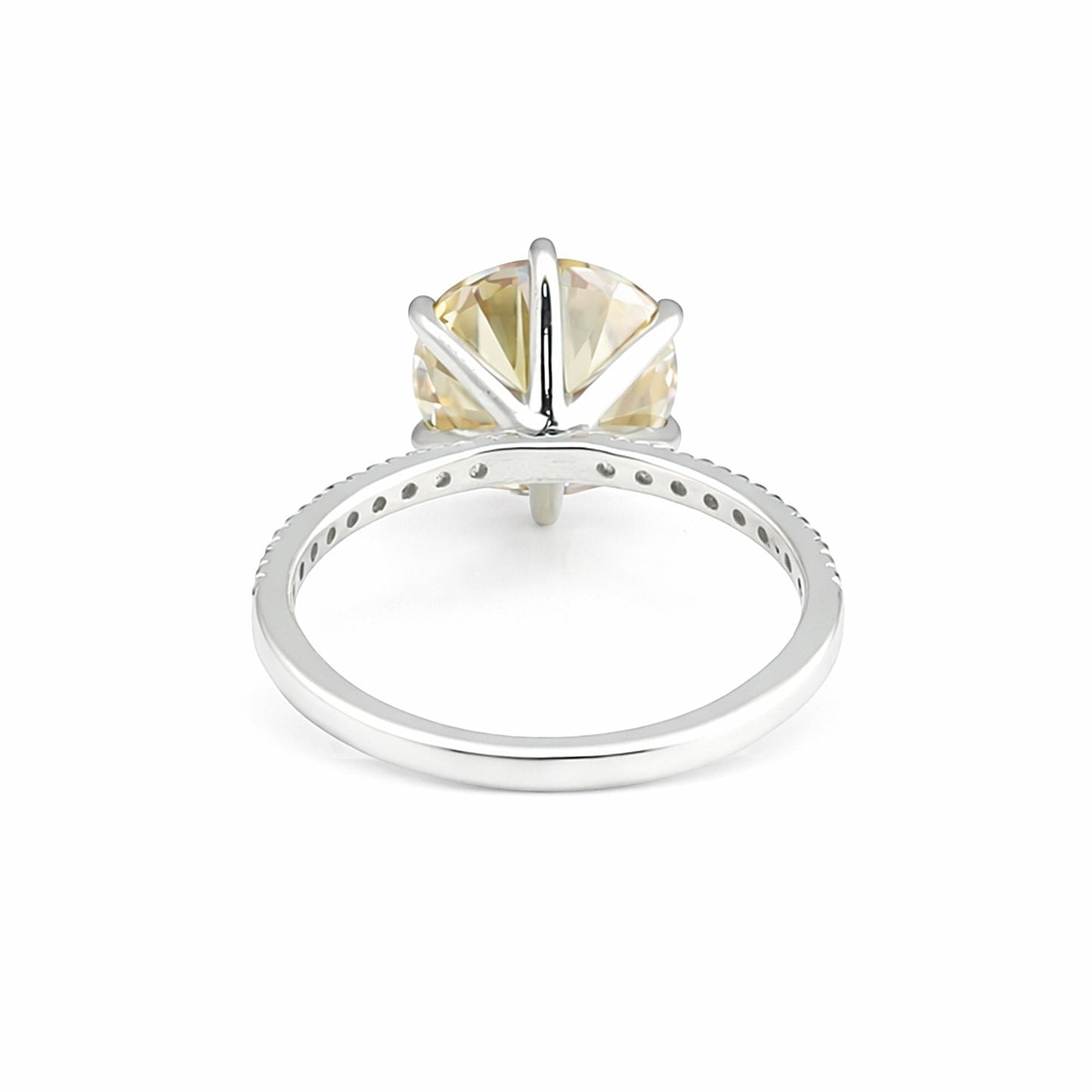 GEMHUB & CO. 3.45 Ct round cut champagne lab grown diamond ring with VS1 clarity set in 18k gold vermeil.