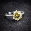 GEMHUB & CO. 3.45 Ct round cut champagne lab grown diamond ring with VS1 clarity, set in 18k gold vermeil with pavé diamond band.