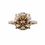 Certified 10.50 Ct Round Cut Champagne Moissanite Ring Gold Vermeil Jewelry