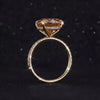 GEMHUB & CO. 10.50 Ct round cut champagne moissanite ring with pave diamond band in gold vermeil.