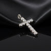 GEMHUB & CO. 3 Ct round cut lab-grown diamond cross pendant in 18k white gold vermeil with VS1 clarity.
