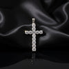 GEMHUB & CO. 3 Ct round cut lab-grown diamond cross pendant in 18k white gold vermeil, VS1 clarity.